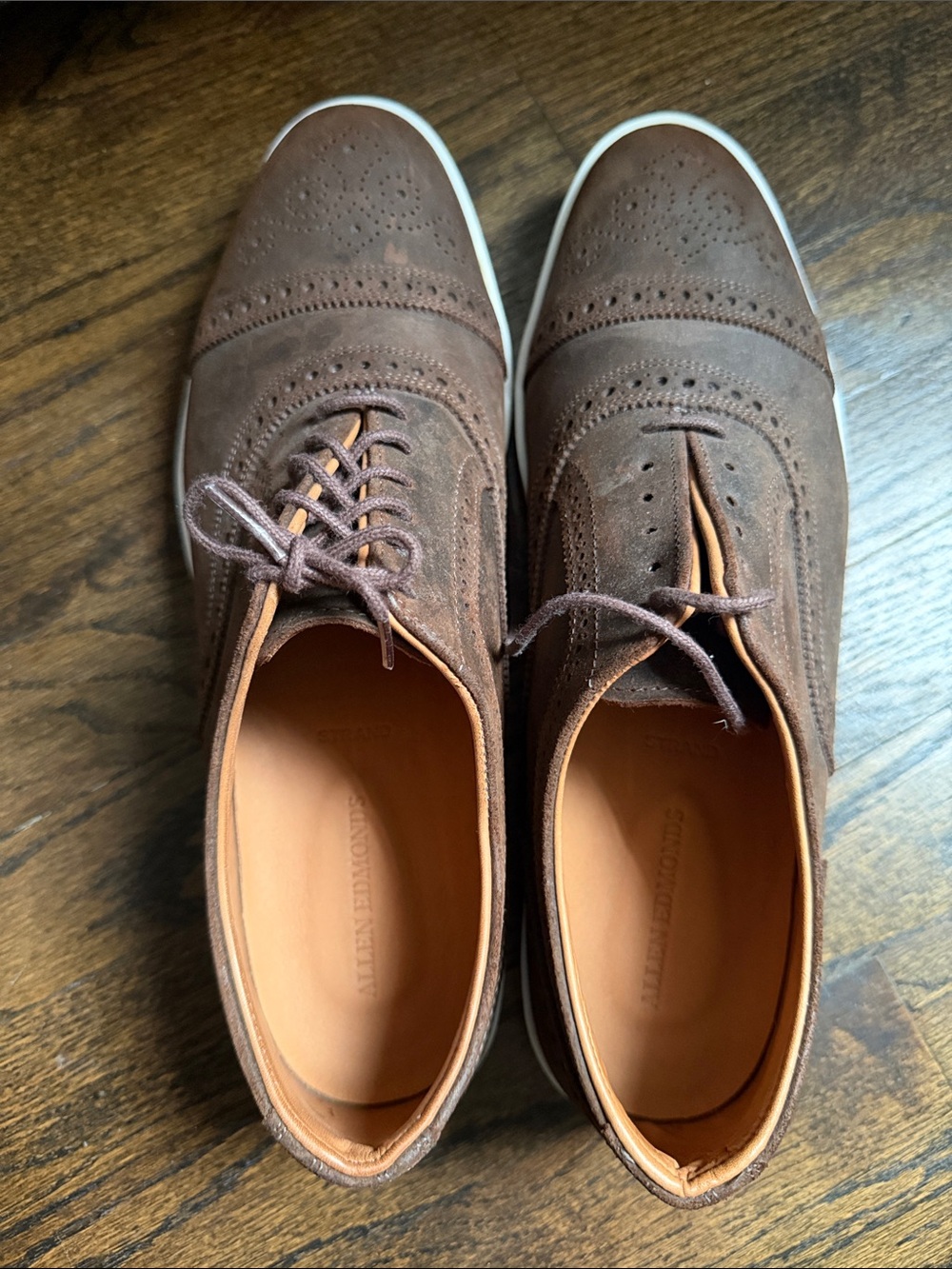 Allen Edmonds Brown Suede Brogue Derby Sneakers - Picture 4 of 5